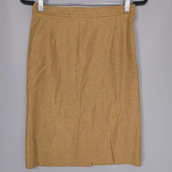 SEE BY CHLOE Women's Skirt 6 WOOL Blend ITALY MADE Striped Metallic Gold LG41600 - Picture 1 of 13